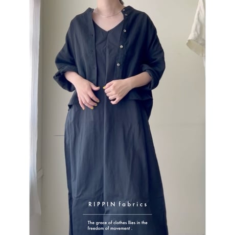 【受注】【長袖】リネンのシンプルシャツ