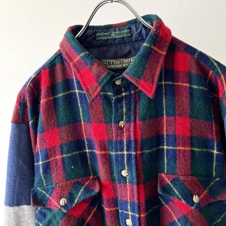 90's Levi's Check Pattern Sweat Sleeve Shirt