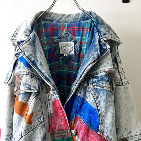 80-90's Hand Paint Bleach Denim JKT