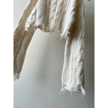 Short Cut Design Aran Knit Sweater