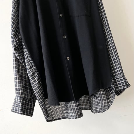 80's tricot COMME des GARCONS Check Pattern Open Collar Shirt