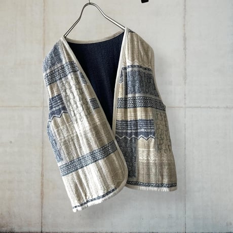 Vintage Patchwork Pattern Open Vest