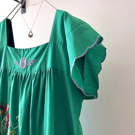Vintage Embroidery Birds Design Mexican Dress