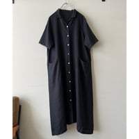 Linen Open Collar Shirt Dress