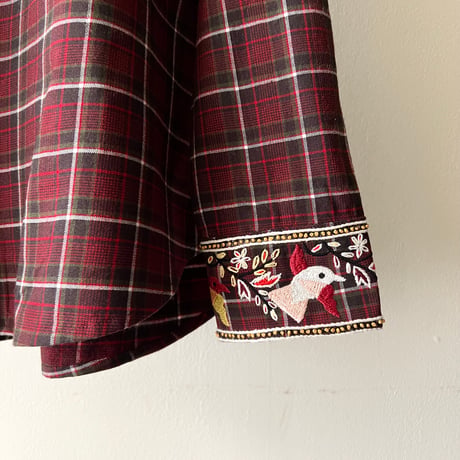 Paul & Joe Paris Embroidery Animal  Design Check Pattern Shirt