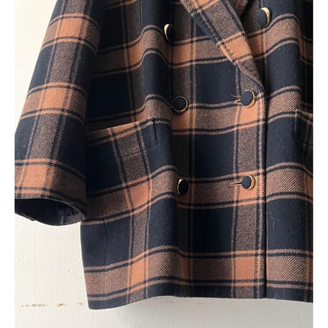 Plaid Pattern Melton Wool Big JKT Coat
