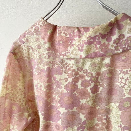 Euro Vintage Big Collar &Ribbon Flower Pattern Short Blouse