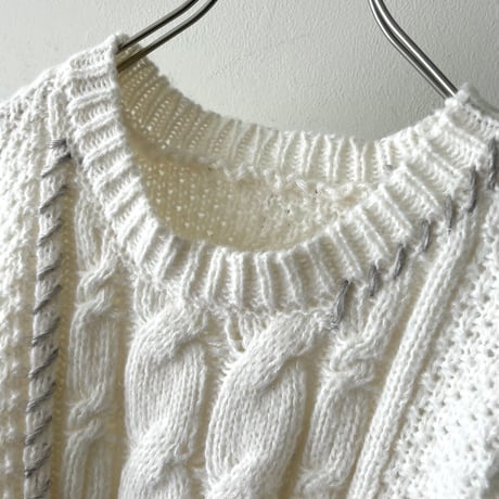 Short Cut Design Aran Knit Sweater