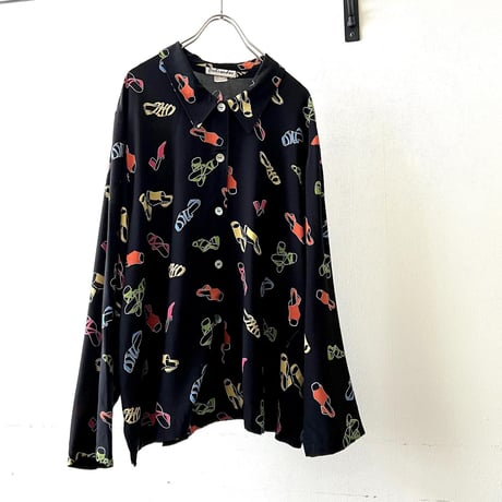 80-90's Sandals Pattern Rayon Shirt