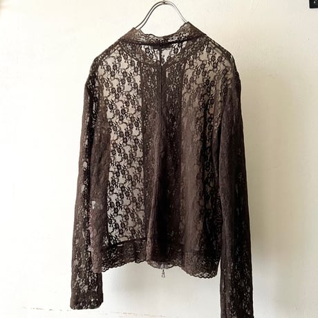 Euro Vintage Paisley Pattern Lace Design Sheer-top (made in Italy)