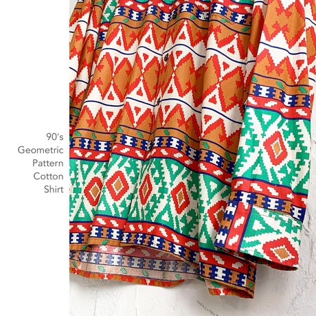 90's Geometric Patternコットンシャツ