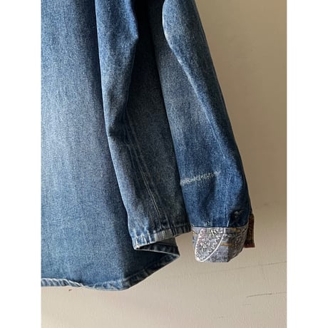 Vintage Native Pattern Design Denim Shirt