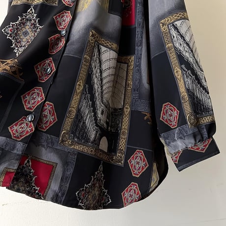 Vintage Scarf Pattern Shirt Blouse