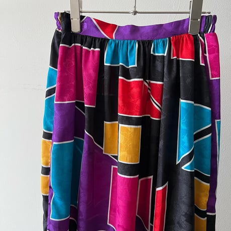 Vintage Colorful  Geometric Pattern Long Skirt