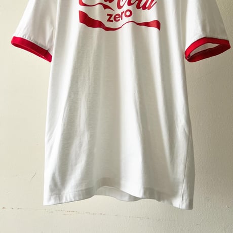 Coca Cola Logo Print Ringer Tee