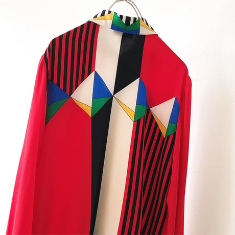 Euro Vintage Switch Pattern Silk Blouse