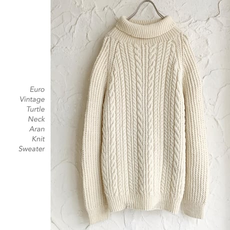 Vintage Euro Turtle Neck Aran Knitセーター