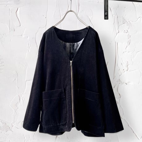 Black Corduroy No Collar JKT