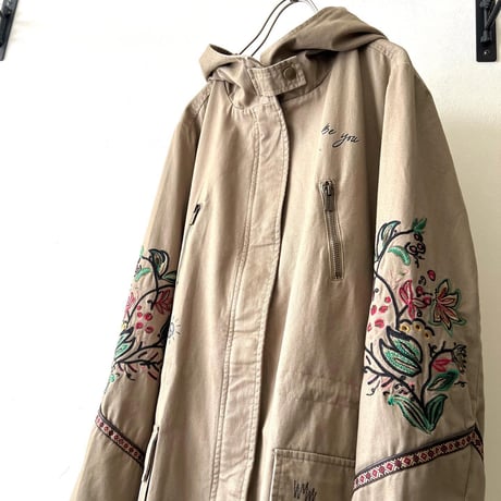 Desigual Embroidery & Print Design Half Coat