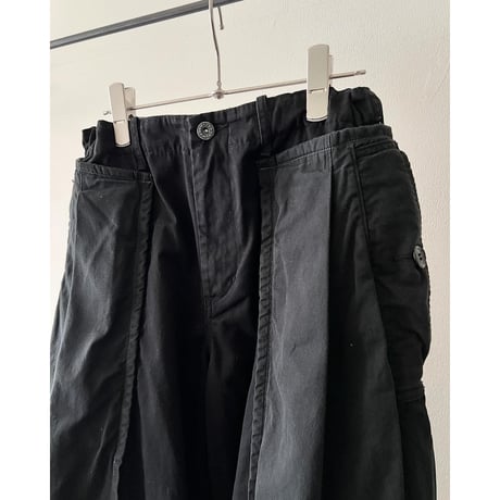 DENIM DUNGAREE Layered Remake Cotton Wide Pants