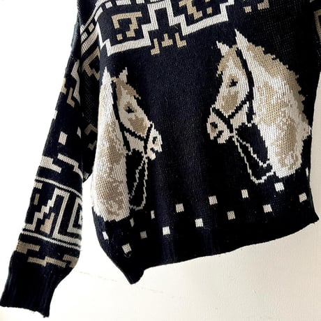 Vintage Horse Pattern Knit Sweater