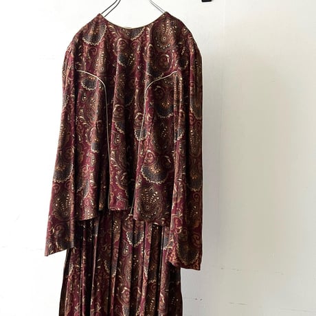 Vintage  Paisley Pattern Set-up Like Long Dress