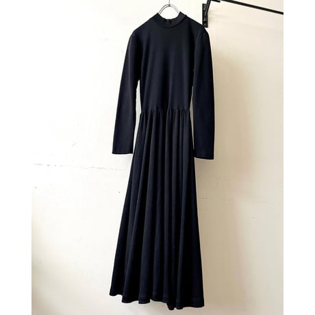 70-80's Vintage High Neck Wool Long Dress