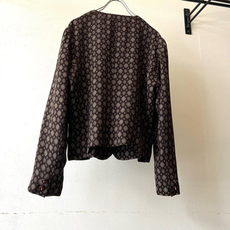 Vintage Geometric Pattern No Collar Short JKT