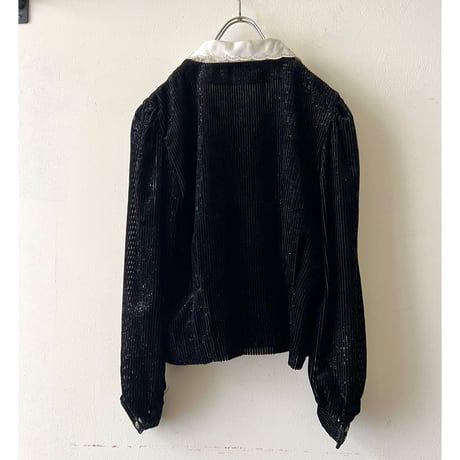 Vintage Beads  Embroidery Collar Velours Shirt JKT