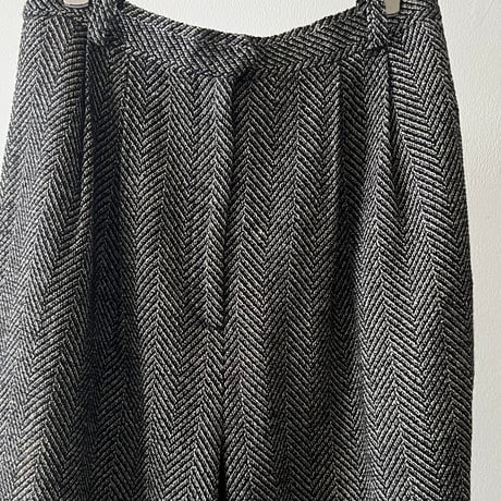 Vintage Herringbone Tweed Tuck Trousers