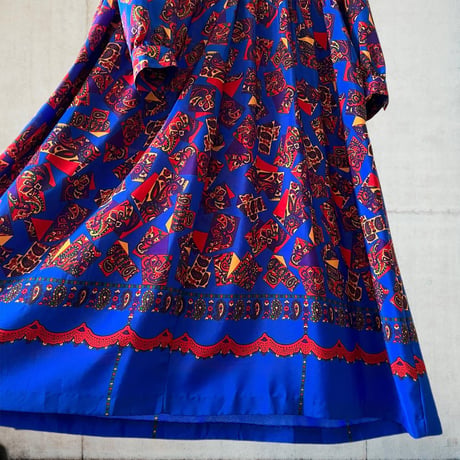 Vintage  Scarf Pattern Long Dress