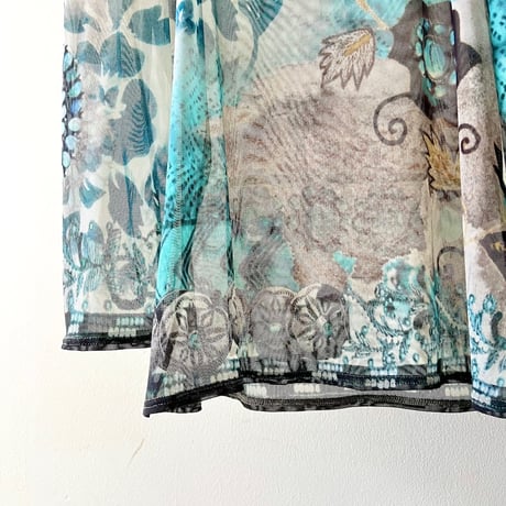 Euro Vintage Botanical Pattern Sheer Tops