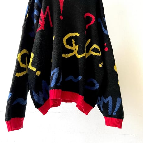 Euro Vintage Mock Neck Pattern Knit Sweater