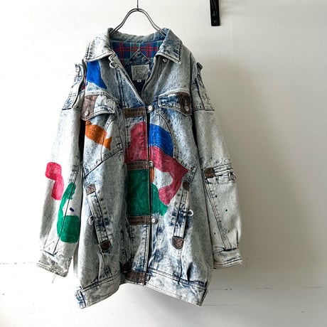 80-90's Hand Paint Bleach Denim JKT