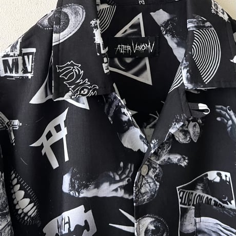 Chaotic Pattern Open Collar Shirt