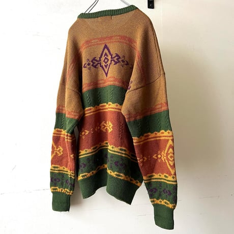 90's Euro Geometric Pattern Knit Sweater