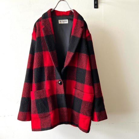 Vintage Check Pattern Wool Tailored JKT (made in USA)