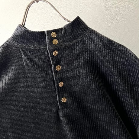 80-90's Embroidery Logo Short Velours Top