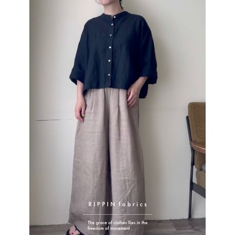 【受注】【半袖】リネンのシンプルシャツ