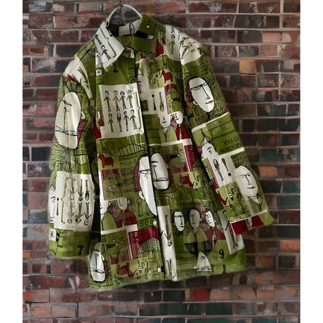 Vintage Comic Pattern Sheer Shirt Blouse