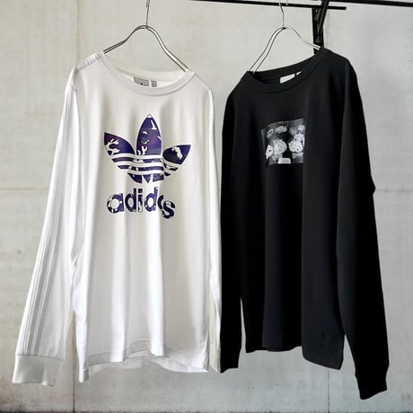 adidas Originals Camo Pattern Big Logo White 3Lines Long Sleeve Tee "deadstock"