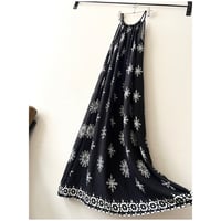 Floral Medallion Pattern Maxi Halterneck Dress