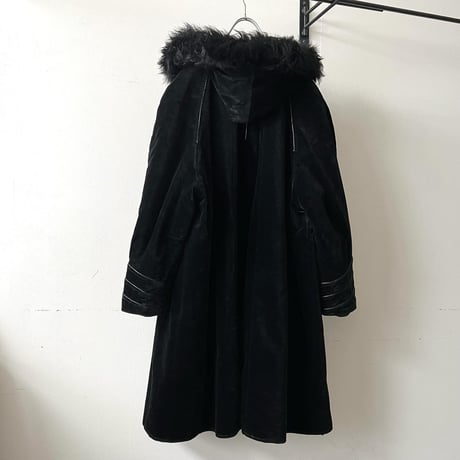 Euro Vintage China Button Design Fur Hood Coat