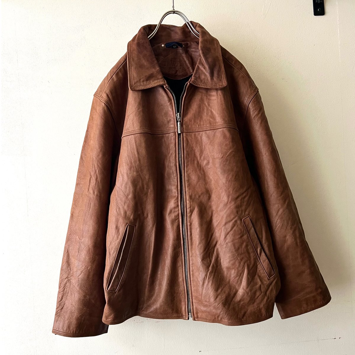 Euro Vintage TRAPPER Zip-up Leather JKT (made i