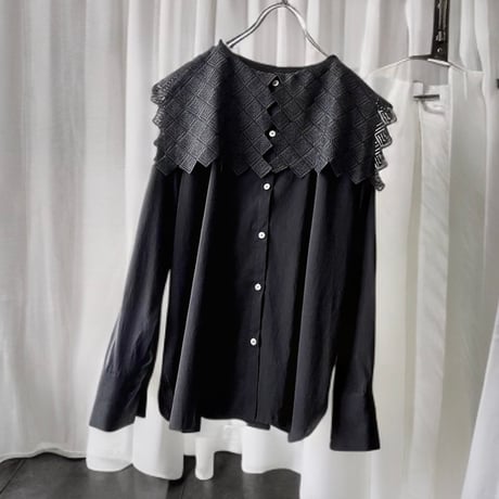 Lace Collar Design Shirt Blouse