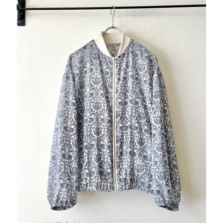 Damask Pattern Sheer Short Zip-JKT