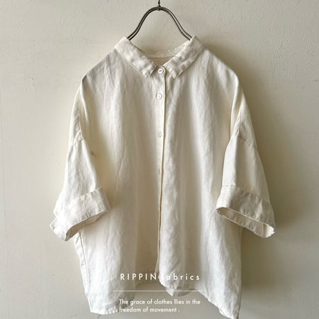 【受注】【長袖】リネンのシンプルシャツ