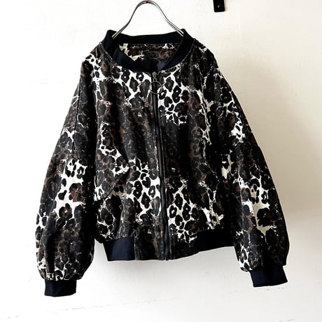 80-90's Leopard Pattern Dolman Sleeve Short JKT