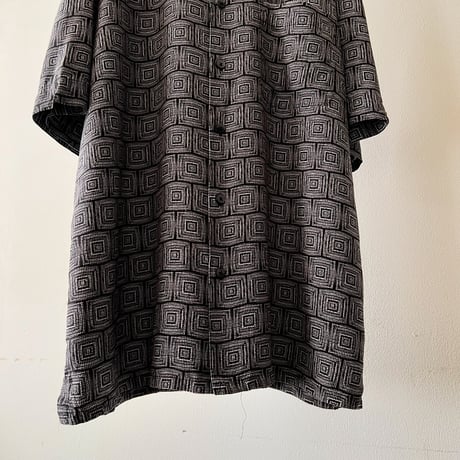 Vintage Geometric Pattern Silk Shirt