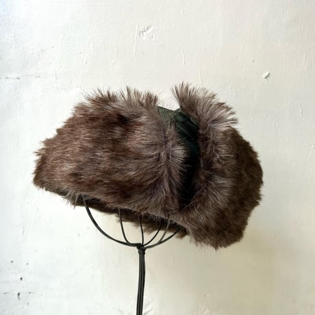Nylon & Fake Fur Flight Cap (グリーン)